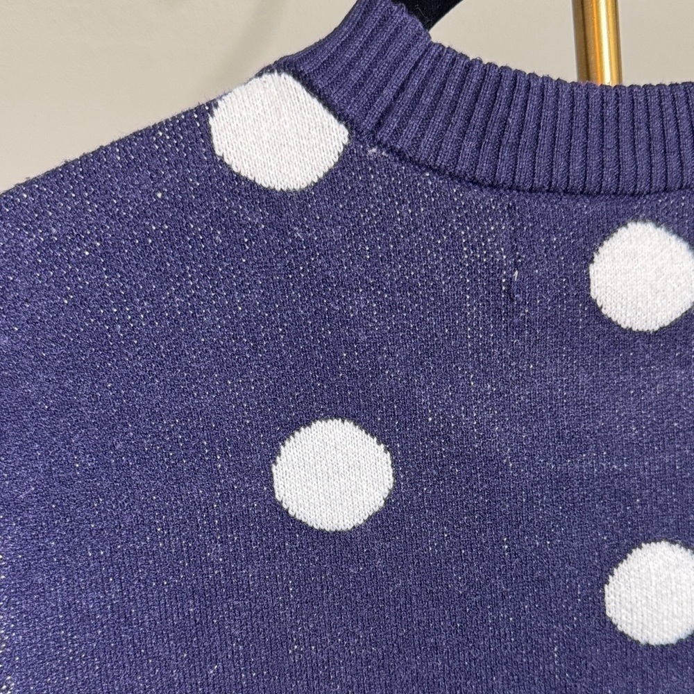 EUC Elegant Navy Polka Dot Sweater Great Quality and On Trend - Picture 3 of 5